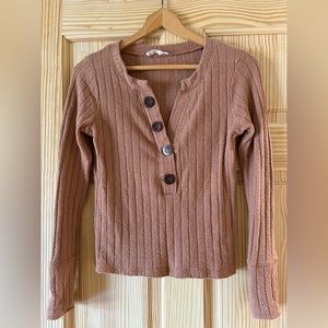 Free people orange button top- sweatery material